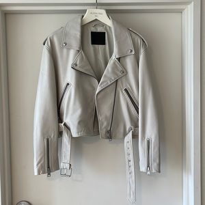 All Saints Leather Jacket in off white